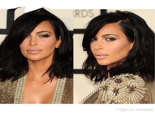 Kim Kardashian-Stil Bob-Haarschnitt, brasilianisches Echthaar, Lace-Front-Perücke, kurze, gewellte Vollspitze-Echthaarperücke für schwarze Frauen8710777