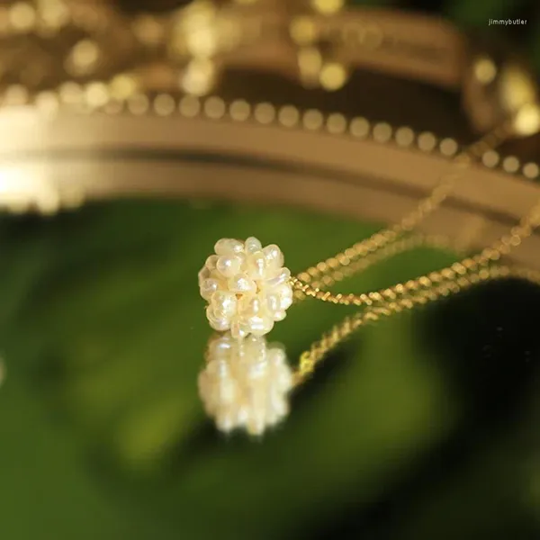 Anhänger Halsketten Natürliche Süßwasser Barocke Perle Cluster Blume Halskette Für Frauen Hochzeit Edlen Schmuck Zarte Temperament Mode