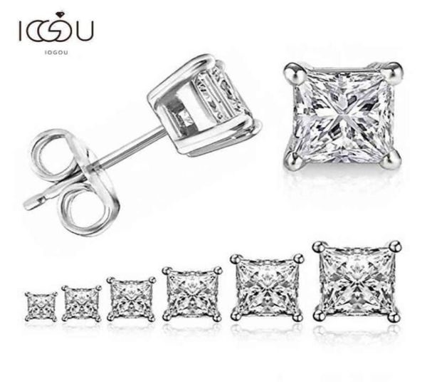 NXY Küpe Iogoupendientes de Plata Ley 925 Para Mujer Aretes Circonita Cuadrada 4 Garras Joyera Diamante Nupcial Sakcelle 1578952440