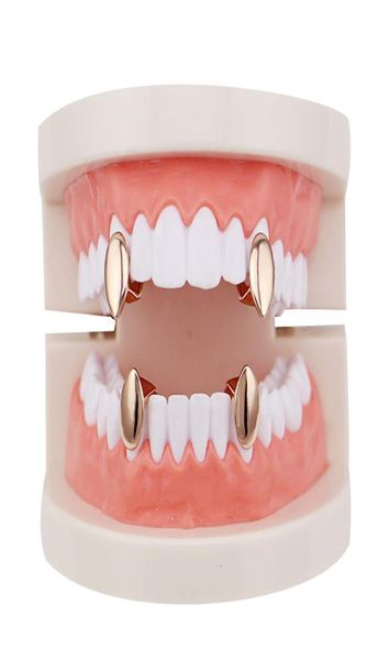Fantasticdreamer singoli fangs denti grillz a 4 colori liscio argento oro rosa oro grillz denti denti a buon mercato set hip hop uomini ebrei 9274622