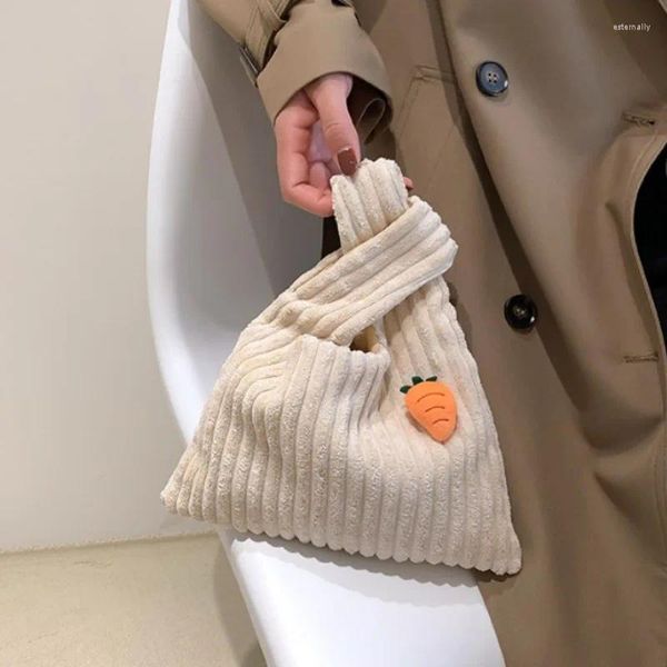 Sacos de compras femininos adorável fofo mini bolsa de embreagem atada design pulso 2024 moda tendência meninas tote feminino