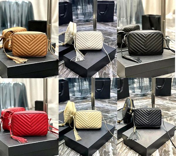 Tasarımcı Lou Vintage Tassel Torbalar Kamera Çantası Kadın Çapraz Bags Lüks El Çantası Omuz Deri Kuzu Deri Kadın Omuz Sacoche Messenger Cüzdan Satchel Lady Totes