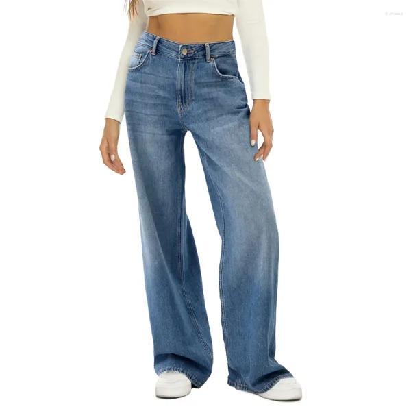 Damesjeans Mode Dames Vintage denimbroek Zomer Casual Feeststraat Effen Kleur Hoge taille Los met zijzakken