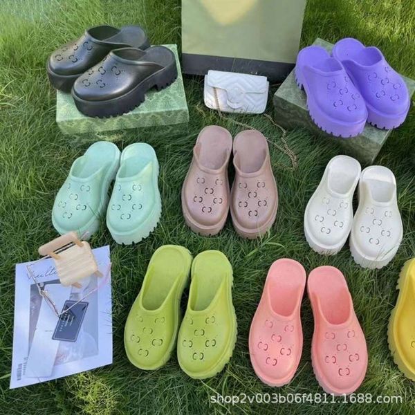 G Family Cave Shoes famose su Internet pantofole con la suola spessa avvolgenti le dita mezzo pan di spagna trascinato un piede esterno sandali da spiaggia scarpe da donna oversize IZ34l