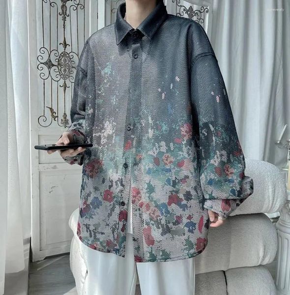 Männer Jacken 2024 Frühling Dünne Hong Kong Stil Trend Retro Langarm Atmungsaktive Muster Hohl Casual Sonnenschutz Jacke