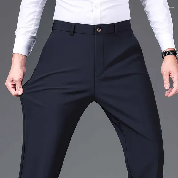 Calças masculinas Top Quality Mens Roupas Formal Casual Regular Fit Primavera Vestido Japonês Clássico Elástico Calças Longas