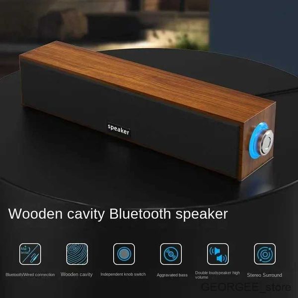 Altoparlanti per computer Altoparlante Bluetooth portatile retrò in legno cablato TV Computer 360 Stereo HIFI Doppio altoparlante Altoparlante da tavolo a parete per bassi pesanti