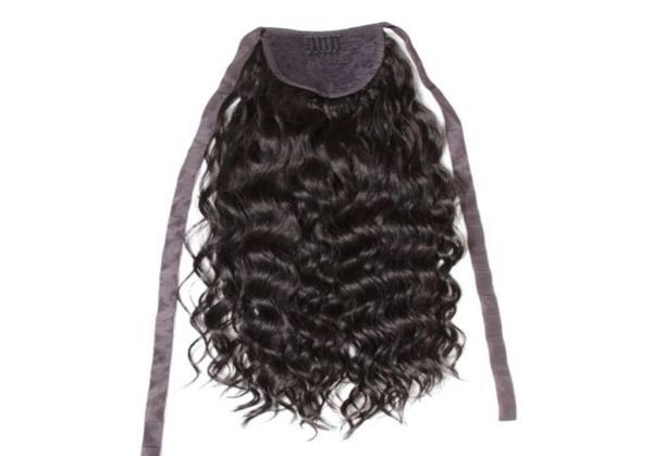 DIVA1 Cabelo humano ondulado rabo de cavalo encaracolado peruca enrolada em cordão cabelo brasileiro rabo de cavalo com cordão para mulheres negras 13708008