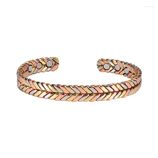 Bangle Vintage Pure Copper Estilo Étnico Pulseira Magnética Abertura Ajustável Saúde Energia Ímã Jóias Femininas