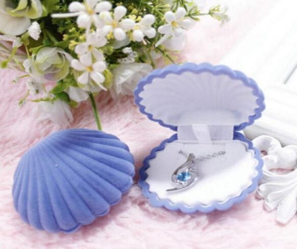 Muschelform, schöne Samt-Hochzeit, Verlobungsring-Box für Ohrringe, Halskette, Armband, Schmuck, Display, Geschenkbox, Halter, 40 Stück, GB39223815