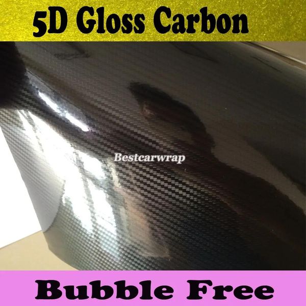 Adesivos premium preto 5d fibra de carbono wrap wrap wrap film bubble grátis grátis 5d fibra de fibra de carbono em embrulho tamanho de filme 1.52x20m/ro