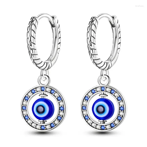 Brincos pendurados legal 925 prata esterlina azul rotativo olho cobra osso padrão para mulheres rock festa jóias acessórios