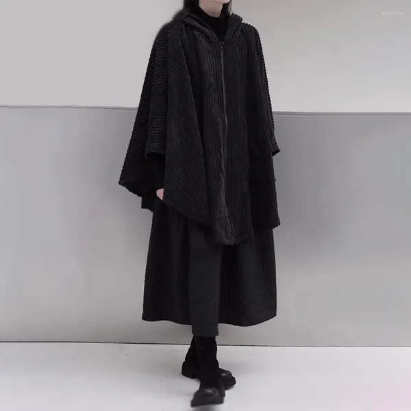Мужские толстовки с капюшоном в стиле Харадзюку в темном стиле, повседневный плащ с капюшоном, осень-зима, бесполая мода, молодежное длинное ретро, свободное однотонное пальто унисекс