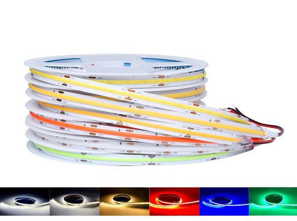 DC12V COB LED-Streifenlicht, 10 mm, 300 LEDs, hohe Dichte, flexibles LED-Bandlicht, dimmbar, FOB, lineares Band, Rot, Grün, Blau, 3000 K, 4000 K9371738