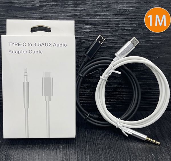 Araba Audio 1m 3ft kablo USB Tip C ila 3.5mm Erkek Jack Aux Kulaklık Kablosu USBC İPhone 14 13 12 11 X Pro Max ve Samsung Huawei LG Perakende Kutusu ile