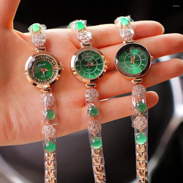 Relógios de pulso feminino relógio de luxo marca diamante conjunto quartzo pulseira impermeável pequeno e requintado estudante feminino v81