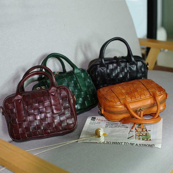 2023 Nuova borsa da donna in vera pelle intrecciata a mano Alla moda e versatile, borsa a cuscino di grande capacità realizzata ai vecchi tempi e bella 240102