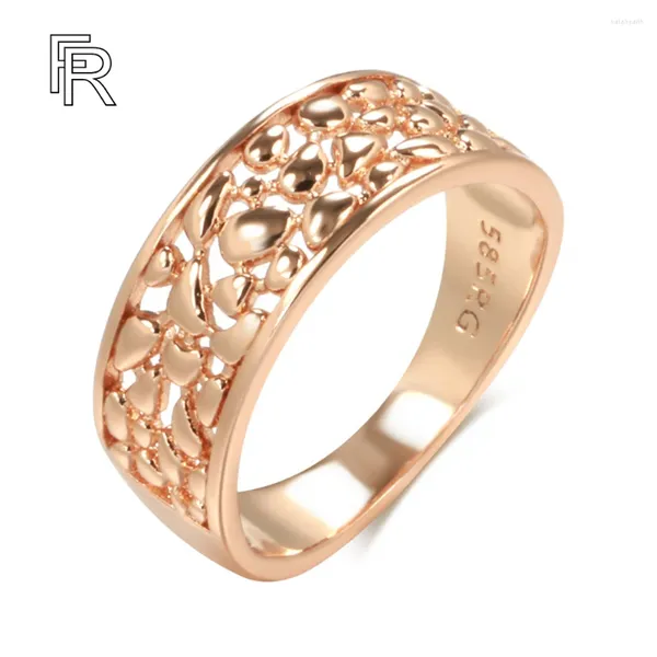 Cluster Ringe Retro Wind Ring Kleiner Duft Hohlplattiert 585 Roségold Damen Hochzeit Geburtstag Geschenk Breites Gesicht