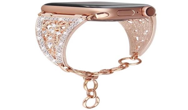 Bracciale da donna di lusso con diamanti bling per cinturino Apple Watch Series 6 SE 5 4 3 cinturino in metallo per IWatch 40mm 44mm 38mm 42mm cintura a catena6557807