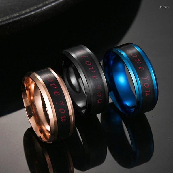 Cluster-Ringe 2024 Temperatursinn Smart Ring für Männer Frauen Ich liebe dich Titan Stahl Paar Valentinstag Geschenk Schmuck