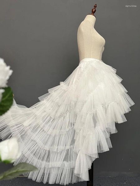 Saias lolita vestido luz flor casamento jsk após o bolo de cauda inchado malha cobrir saia passarela