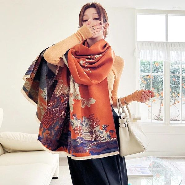 Lenços cachecol quente inverno mulheres cashmere moda pashmina xale envolve neckerchief feminino foulard bufandas atacado