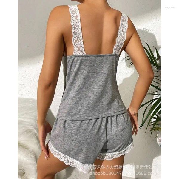 Damen-Nachtwäsche, Unterwäsche-Set, sexy süßes bedrucktes Leibchen, Y2K-Spitze-Pyjama-Sets, Damen-Sommer-Nähte, Heim-Nachtwäsche, Nachthemden