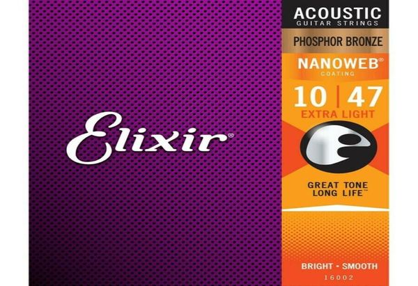 Elixir 16002 Nanoweb Akustik Gitar Dizeleri Ekstra Işık 1047 Fosfor Bronze1656381