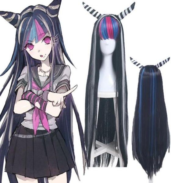 100 cm Anime Danganronpa Mioda Ibuki Lila Gemischte Lange Gerade Perücken Party Cosplay Perücken 1773334