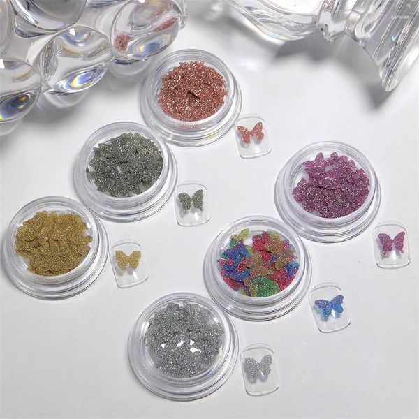 Nail Art Dekorationen 1 Box Reflektierende Diamant Pailletten 3D Laser Schmetterling Charms Flocken DIY UV Gel Glänzende Maniküre