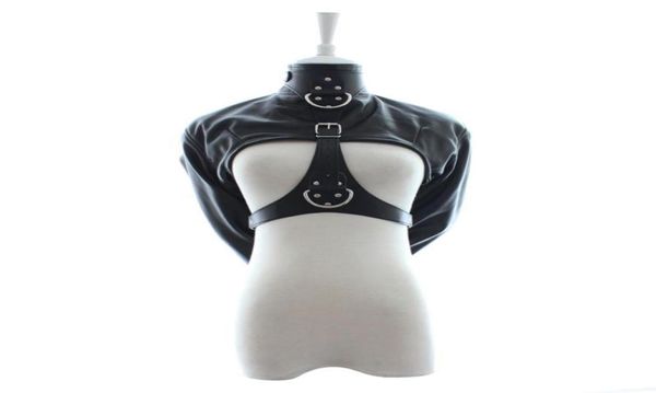 Fetisch BDSM PU Leder Zwangsjacke Weibliche Cupless Zwangsjacke Women039s Bondage Restraint Erwachsene Sex Spielzeug Für Frau Cosplay8849582