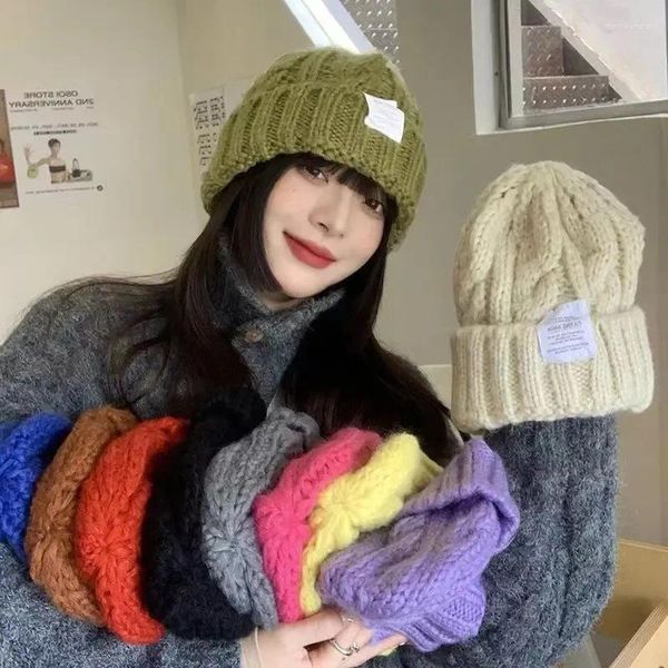 Beralar Şapka Kadınlar Sonbahar ve Kış Kore Edition Yün Yüksek Güzel Güzel İns Kalın Örme Çok Yönlü Gevşek Büyük Kafa