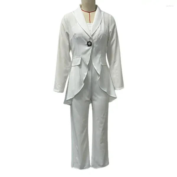 Женские брюки из двух предметов, женский деловой комбинезон, элегантное пальто с нерегулярным подолом, комплект без рукавов для вечерней одежды на работу