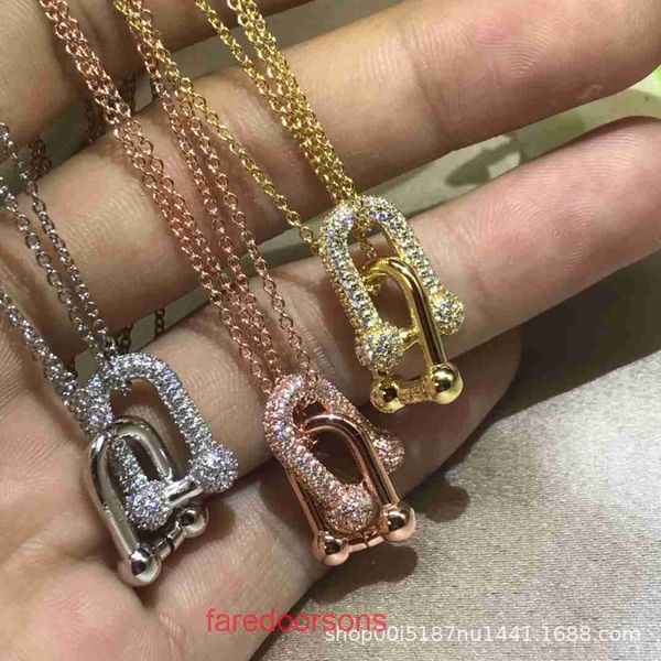 Collana Tifannissm catena collane a cuore ciondoli gioielli Seiko Edition T Family Collana a doppio anello a ferro di cavallo Mezzo diamante in oro rosa 18 carati