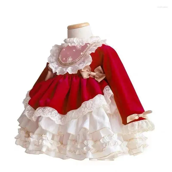 Mädchen Kleider Kinder Herbst Spanisch Prinzessin Kleid Lolita Flauschigen Baby Geburtstag Jahr