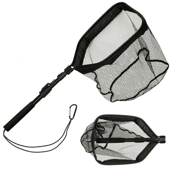 Guadino da pesca pieghevole portatile Maniglia telescopica portatile con corda Richiamo Stream Fishing Cast Mesh Attrezzatura da pesca Strumento 240102