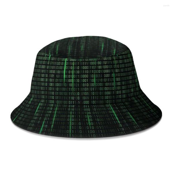 Berretti Matrix Code Geek Linux Cappello da pescatore per donne Uomini Studenti Cappelli da pesca Bob pieghevoli Cappello Panama Autunno