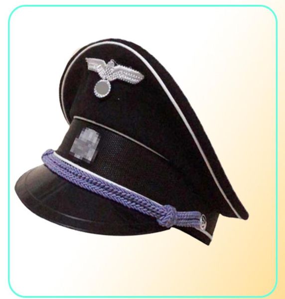 Cappello di lana da ufficiale tedesco di fanteria d'élite dell'esercito della Seconda Guerra Mondiale, berretto con visiera, cordino in argento9918551