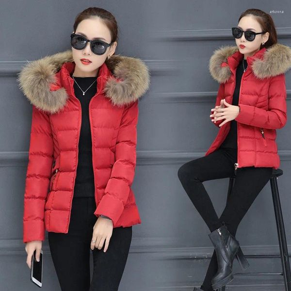 Kadın Trençkotları Parka Pamuk Kürk Kürü Kış Ceketleri 2024 Ladies Coat Plus 4xl Giysileri Günlük İnce Üstler Chaqueta Mujer Lwl816