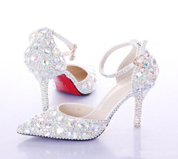 nuovissimo strass di cristallo lucido tacco alto femminile lady039s Donne da sposa da sera Prom Party club Bar Matrimonio Scarpe da damigella d'onore8966507