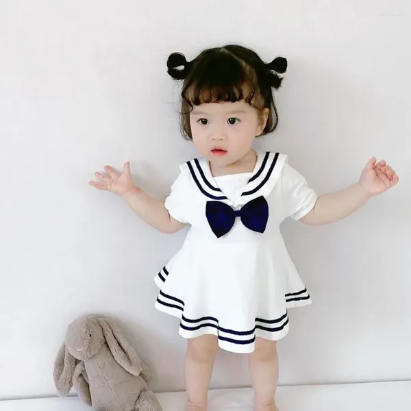 Kız Elbiseler Yaz Toddler Bebek Elbise Saf Pamuklu Deniz Rüzgar JK Küçük Etek Sevimli ve Şık Çocuk Kısa Kol