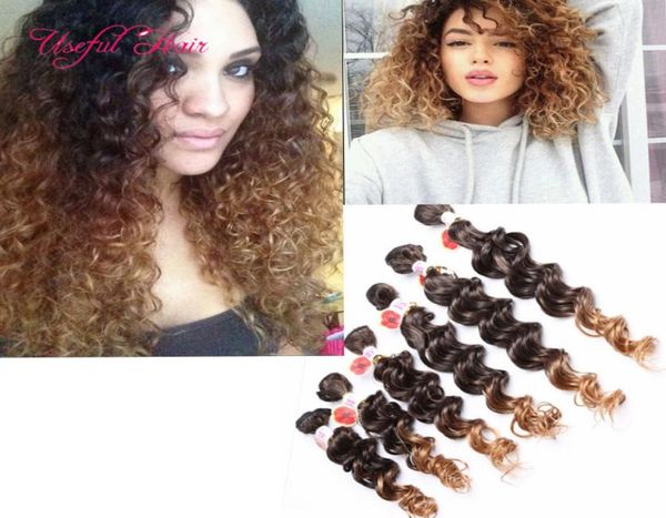 Ombre tranças Jerry encaracolado COSTURAR EM EXTENSÕES DE CABELO TRESS ombre marrom kanekalon trança sintética cabelo cor de vinho tecer bund9414494