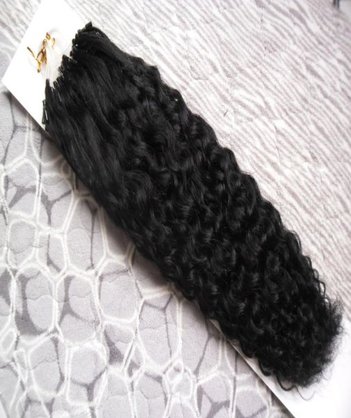 Micro Loop Nano Ring Наращивание волос 1gs 100g 100s кудрявые вьющиеся человеческие волосы Fusion Remy Натуральные волосы Черный Коричневый Блондин2355549