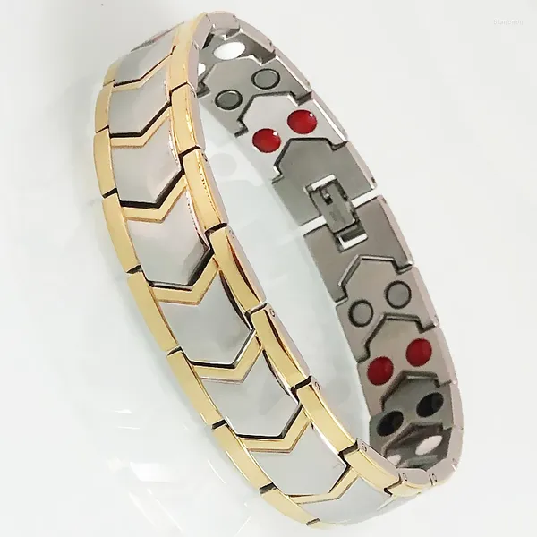 Link Armbänder 4 in 1 Gesundheitspflege Therapie Magnetisches Armband Goldfarbe Pfeilform Edelstahl Herren Charm Armband Großhandel Drop