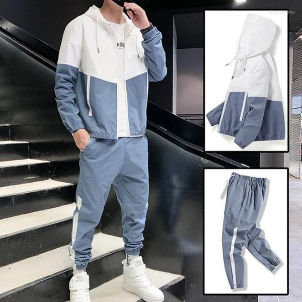 Tute da uomo Tuta da uomo Hip Hop Tuta sportiva da corsa Pantaloni casual Abbigliamento sportivo con cappuccio Giacche Pantaloni Set da 2 pezzi Harajuku Streetwear