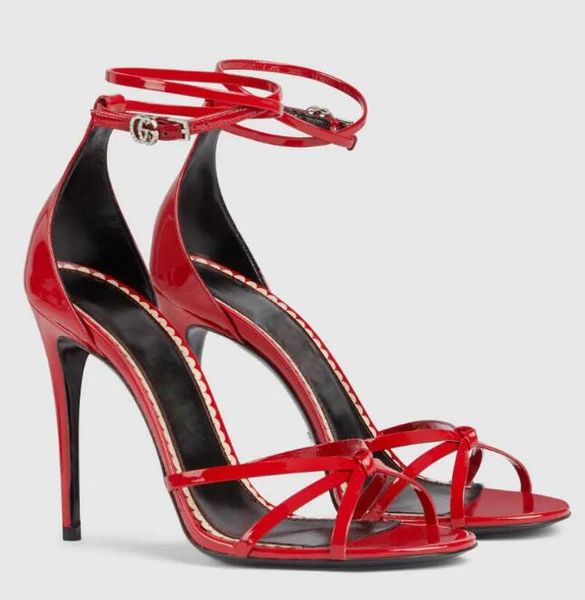 Top marca de luxo mulheres keira sandálias sapatos cetim arco salto alto preto vermelho festa casamento bombas gladiador sandalias com caixa.