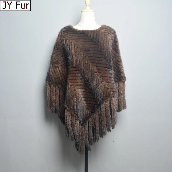 Pelz Luxus Gestrickte Echt Nerz Pelz Jacke Winter Frauen Weiche Natürliche Qualität Nerz Pelzmantel Dame Elegante Allmatch Nerz Pelz schal Schal