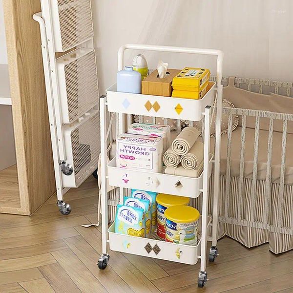 Scaffali pieghevoli per riporre la cucina, gratuiti per installare piccoli carrelli, servizi igienici mobili per la casa, forniture per bambini, scaffale multistrato