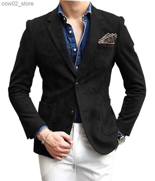 Ternos masculinos blazers terno masculino blazer preto camurça lapela colarinho manga longa steampunk roupas retro masculino cavalheiro jaqueta de negócios para casamento 2022 q230103