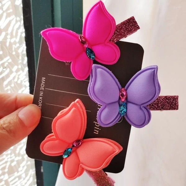 Acessórios de cabelo 15 pcs dopamina cor borboleta hairpins glitter gemstone animal barrettes moda headwear boutique para meninas